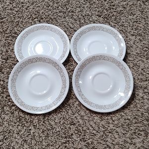Set of 4 vintage Corelle woodland brown saucers